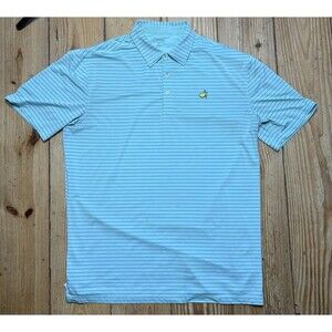 MASTERS TECH Blue Striped Short Sleeve Performance Polo Shirt XL Golf Augusta